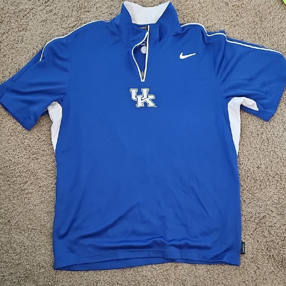 Nike Blue and White UK Polo Shirt with Zip Collar